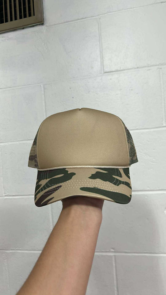 Camo Print Mesh Back Trucker Cap: Camo