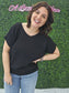 BOXY CHUNKY KNIT SHORT SLEEVE SWEATER BLACK