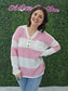Lilly Breezy Button Up Stripes Blouse: Pink