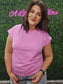 MAUVE ROUND NECK FOLDED SHORT SLEEVE