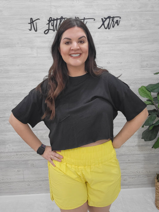 YELLOW HIGH-RISE ATHLETIC SHORTS