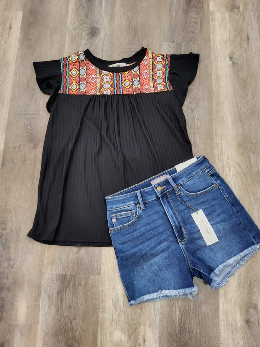 BLACK AZTEC TOP