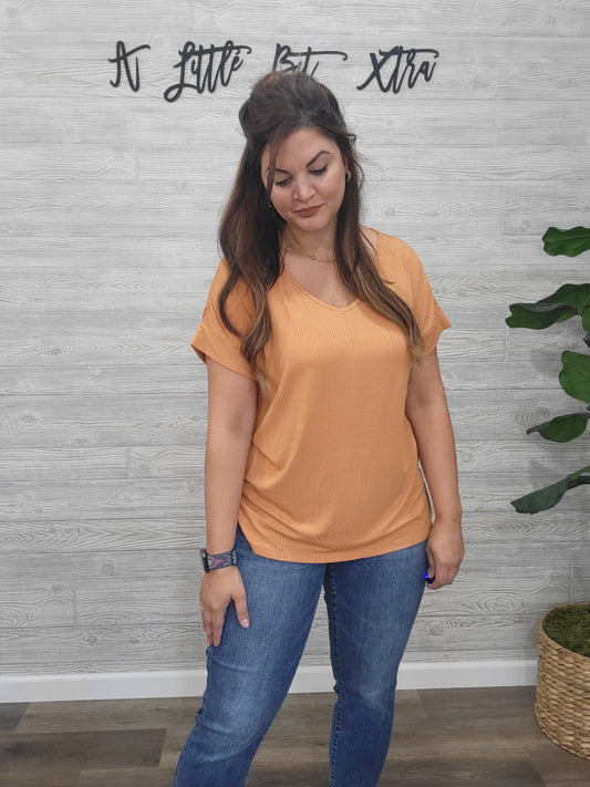 BUTTER ORANGE RIBBED TOP