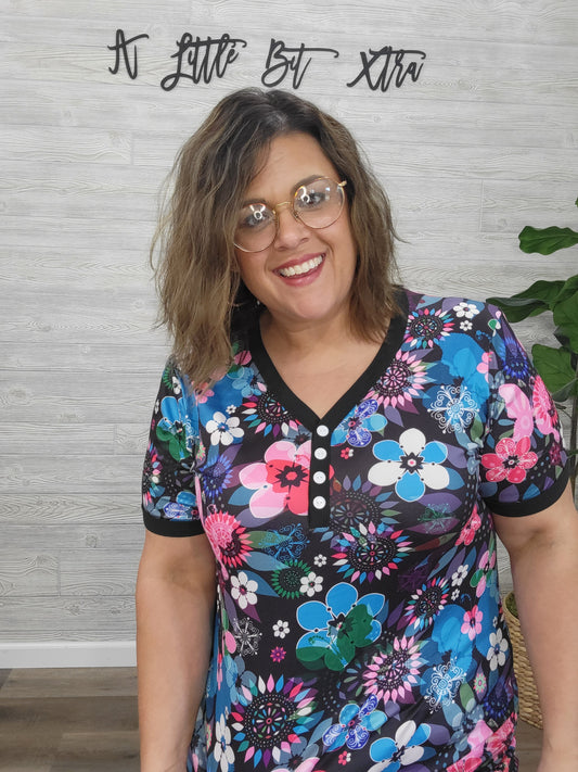 BLACK FLORAL CAPRI PAJAMAS