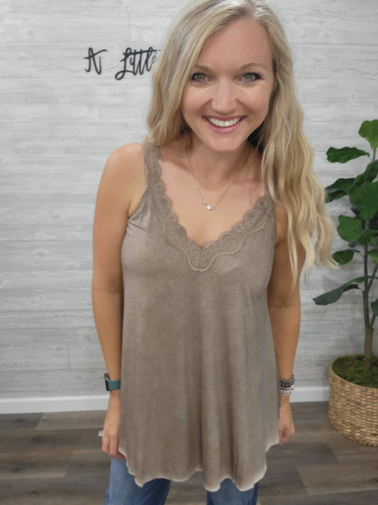 TAN LACE TANK