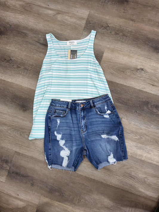 ENCORE DISTRESSED JEAN SHORTS