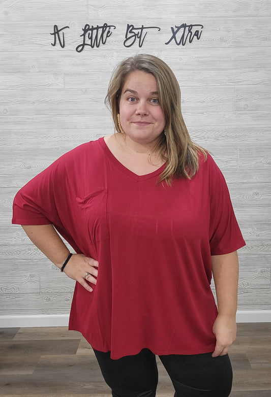 Dark Red Oversized Tee