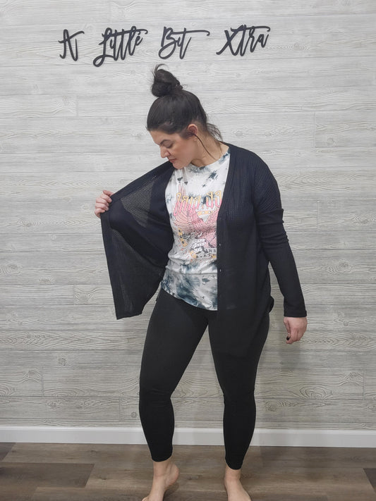 BLACK LIGHTWEIGHT CARDIGAN