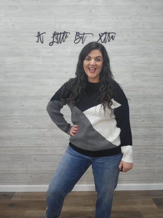 BLACK COLORBLOCK SWEATER