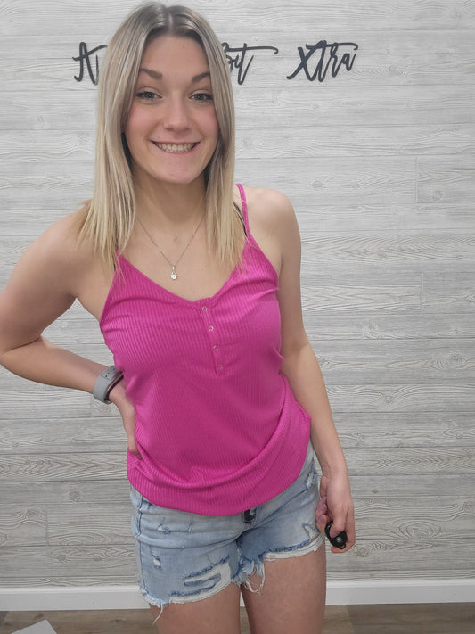 NEON HOT PINK RIBBED TANK