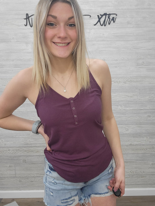 EGGPLANT RIBBED TANK