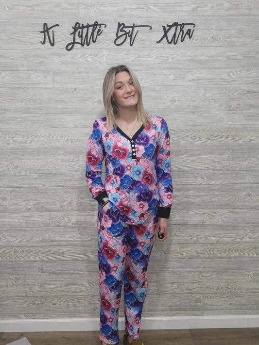 PINK & PURPLE FLORAL PAJAMAS