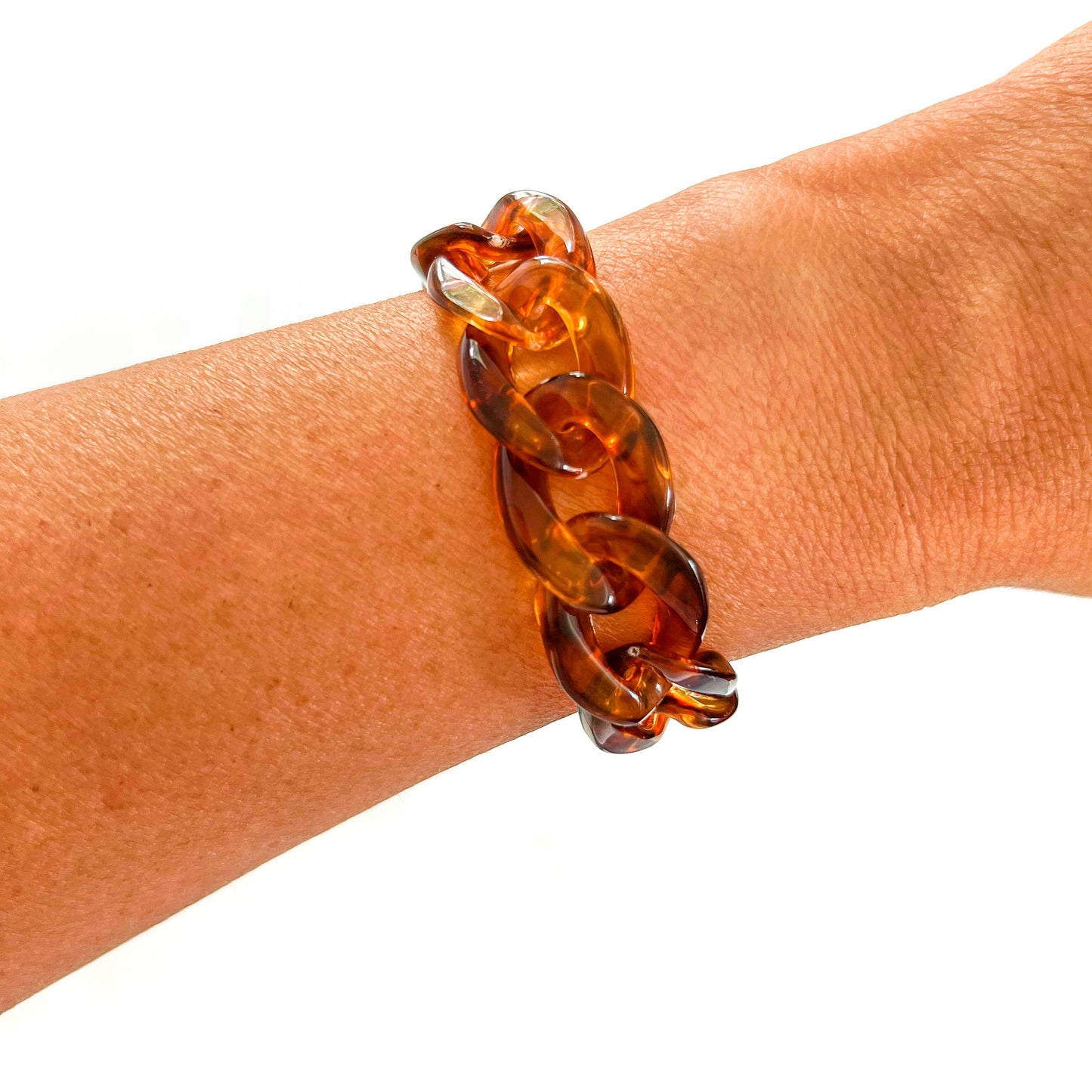 Tortoise Leopard Chunky Acrylic Chain Link Bracelet