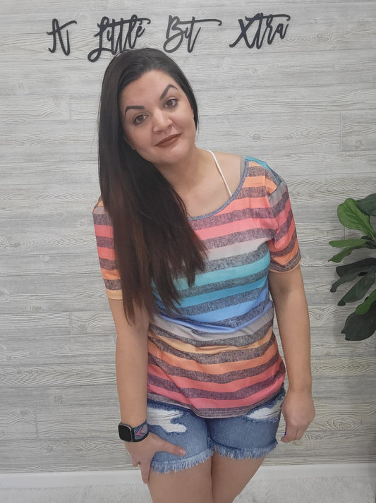 TWISTED BACK RAINBOW SHIRT