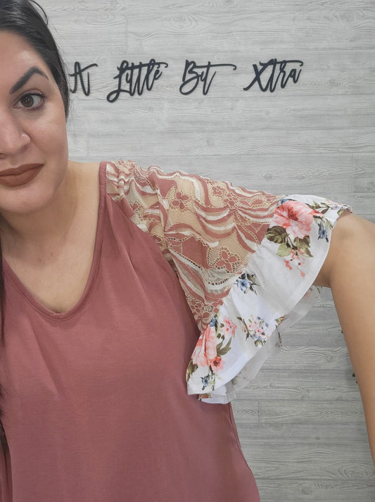 MAUVE BOHO SLEEVE TOP
