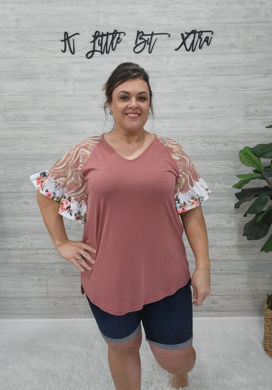 MAUVE BOHO SLEEVE TOP
