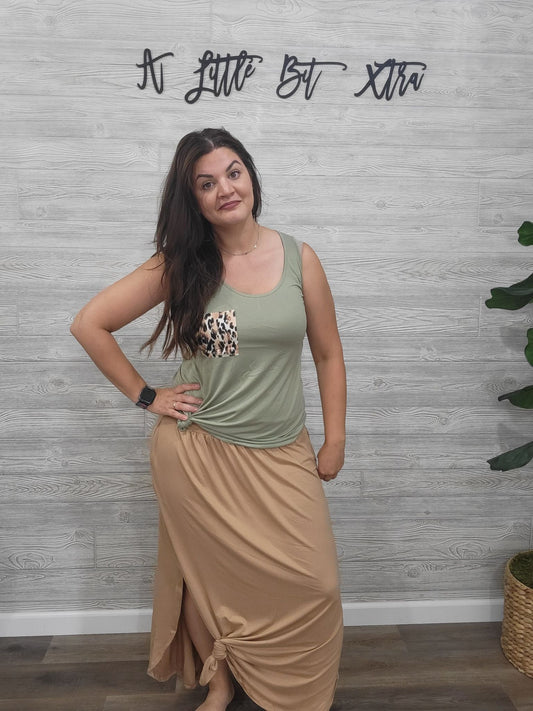 CAMEL MAXI SKIRT