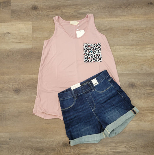 BLUSH PINK LEOPARD POCKET TANK