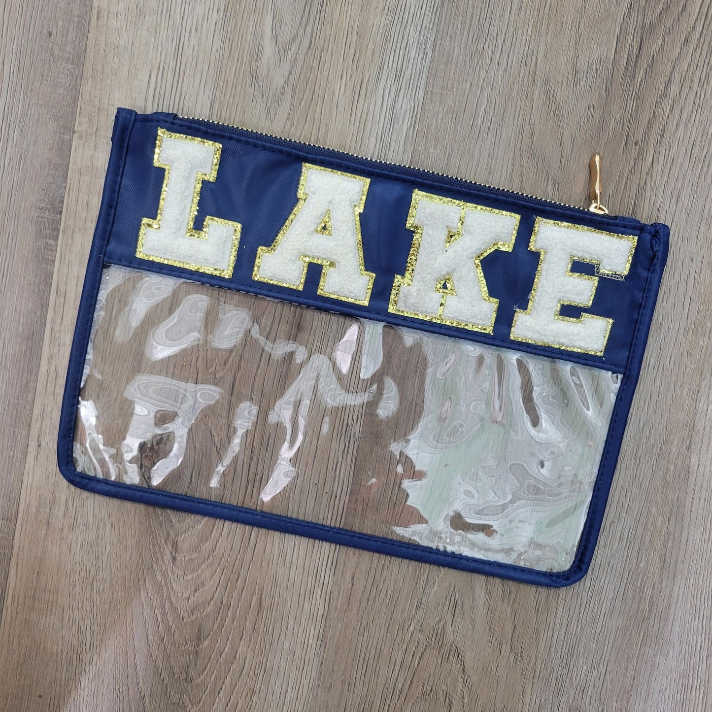 Chenille Letter Clear Pouch - LAKE