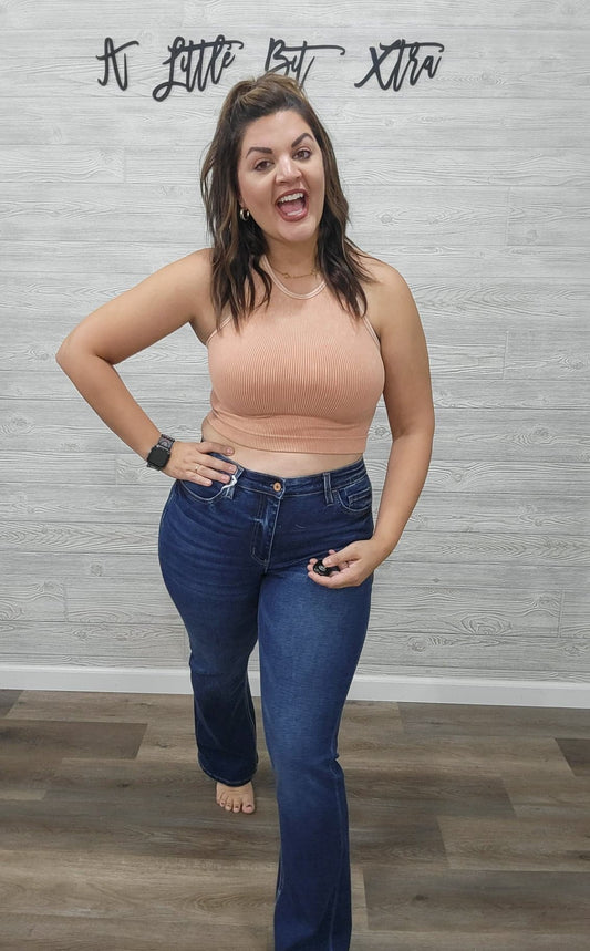 ASH ORANGE SEAMLESS HIGH-NECK CROPPED TANK TOP