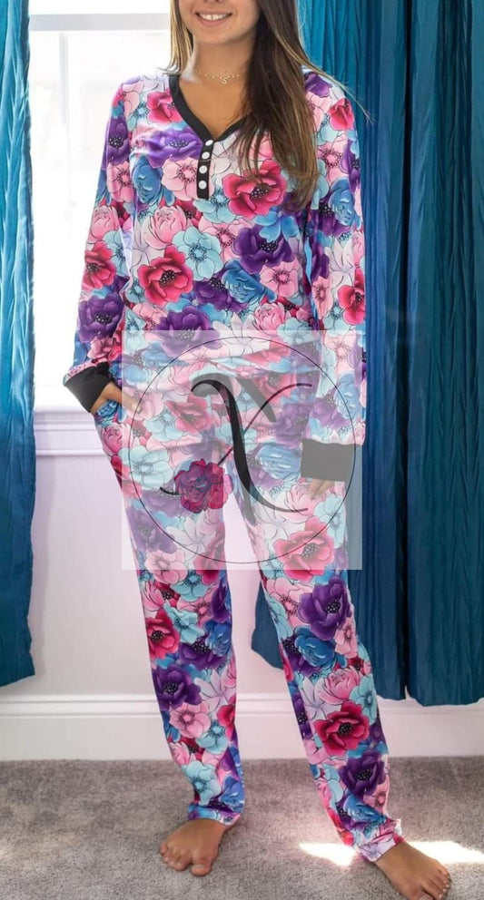 PINK & PURPLE FLORAL PAJAMAS