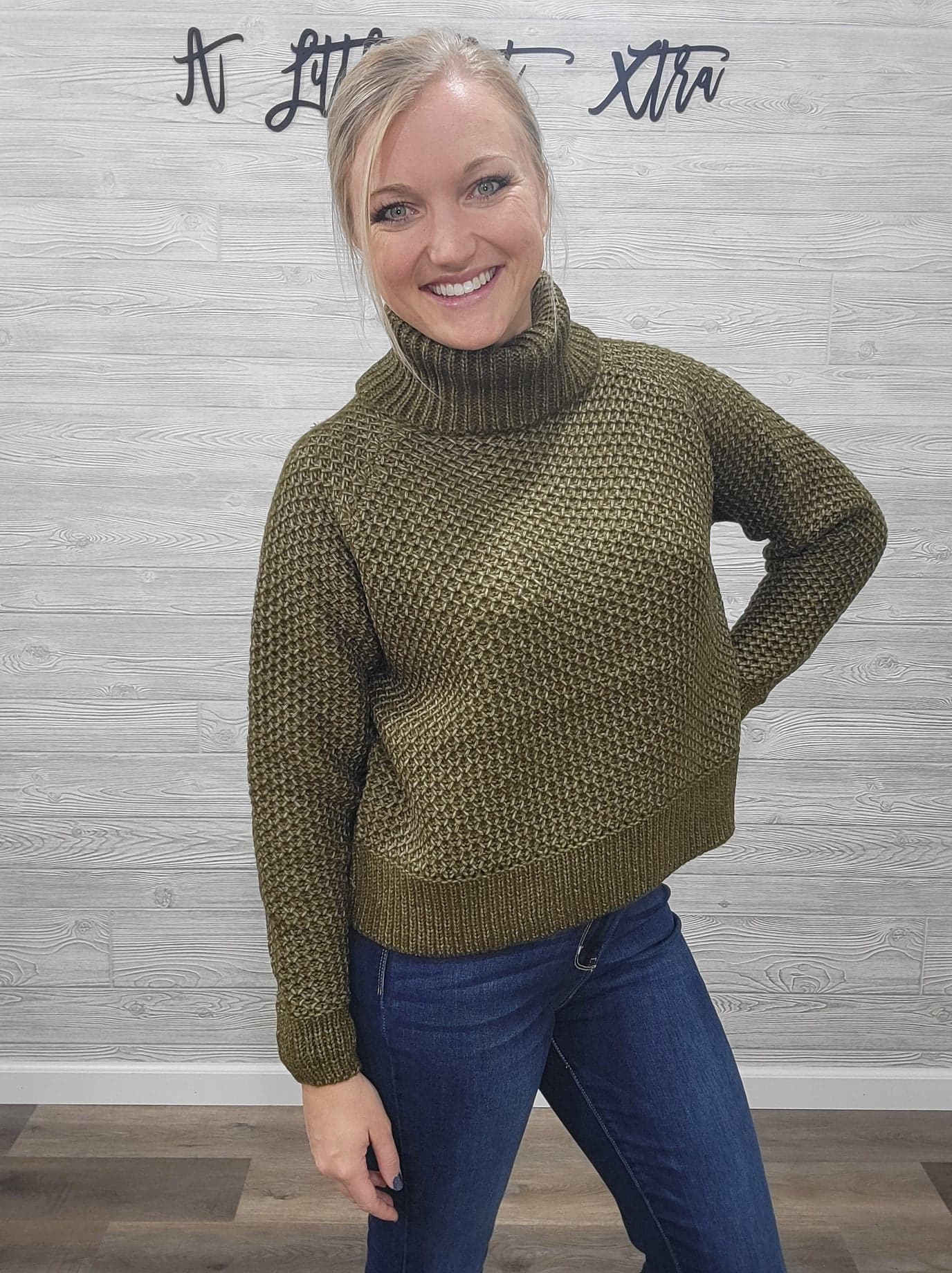Olive Turtleneck Sweater