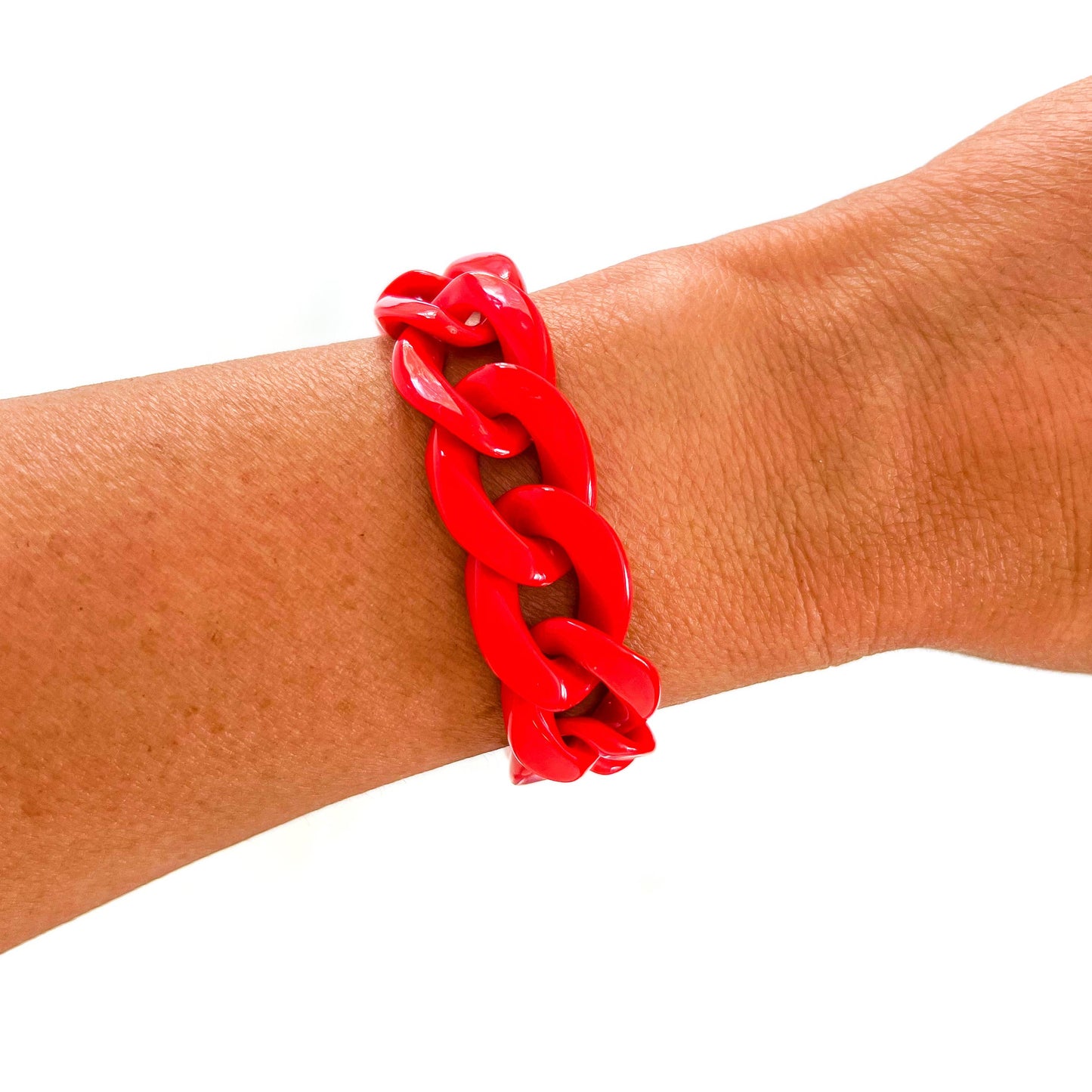 Red Chunky Acrylic Chain Link Bracelet