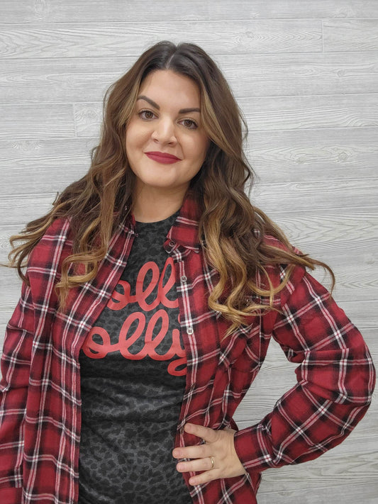 BLACK AND RED PLAID FLANNEL