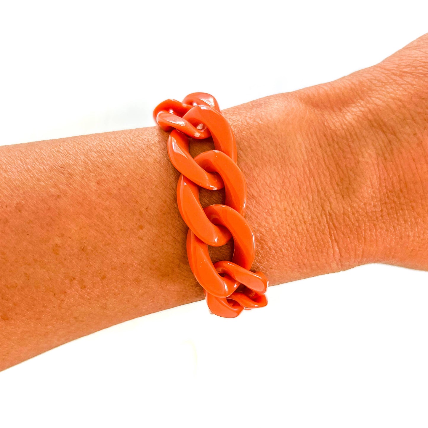 Desert Orange Chunky Acrylic Chain Link Bracelet