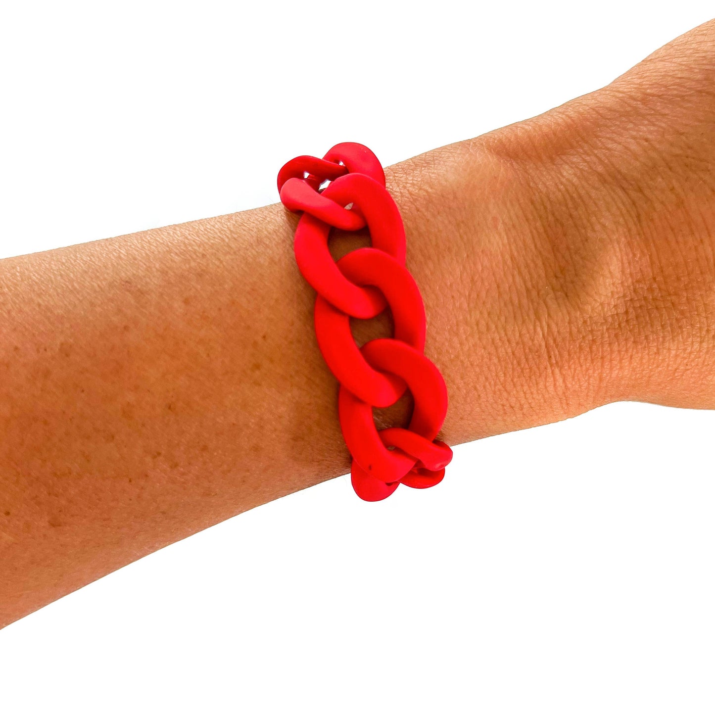 Matte Red Chunky Acrylic Chain Link Bracelet