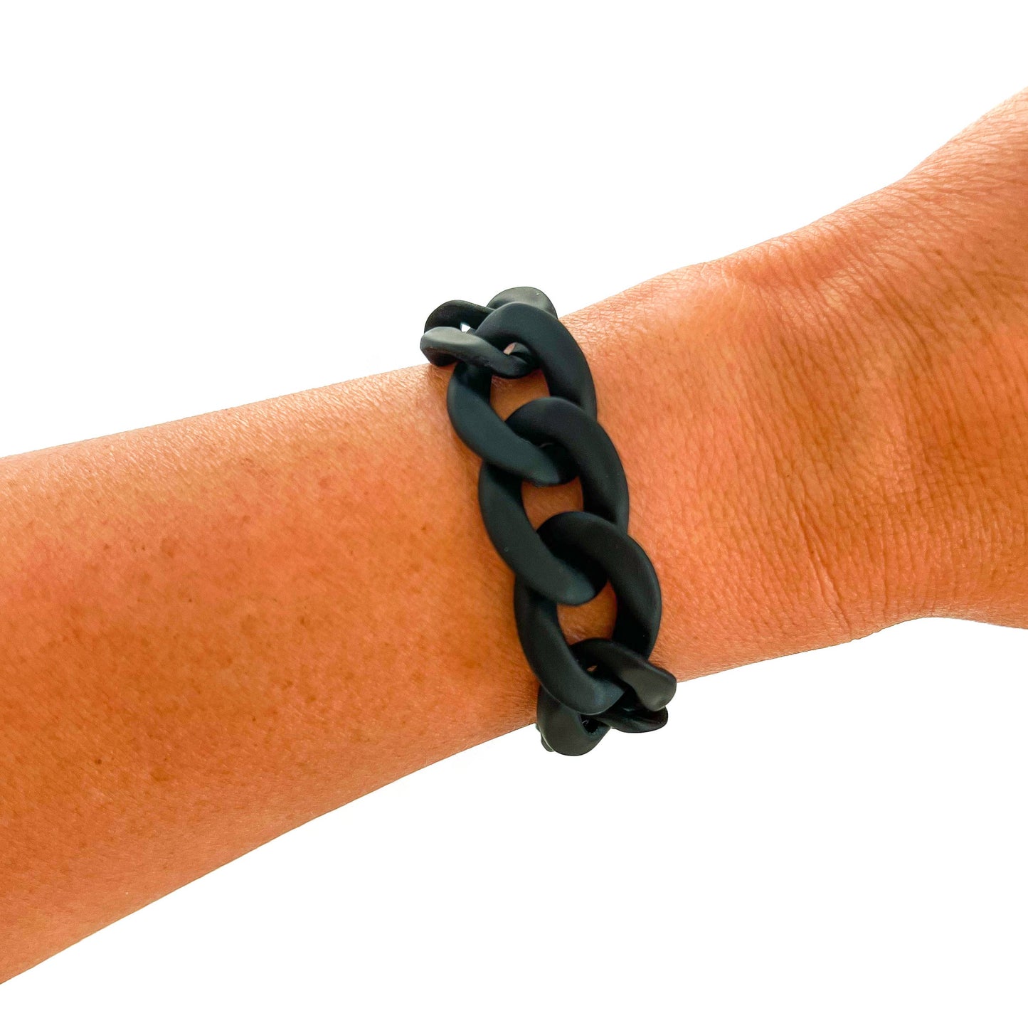 Matte Black Chunky Acrylic Chain Link Bracelet