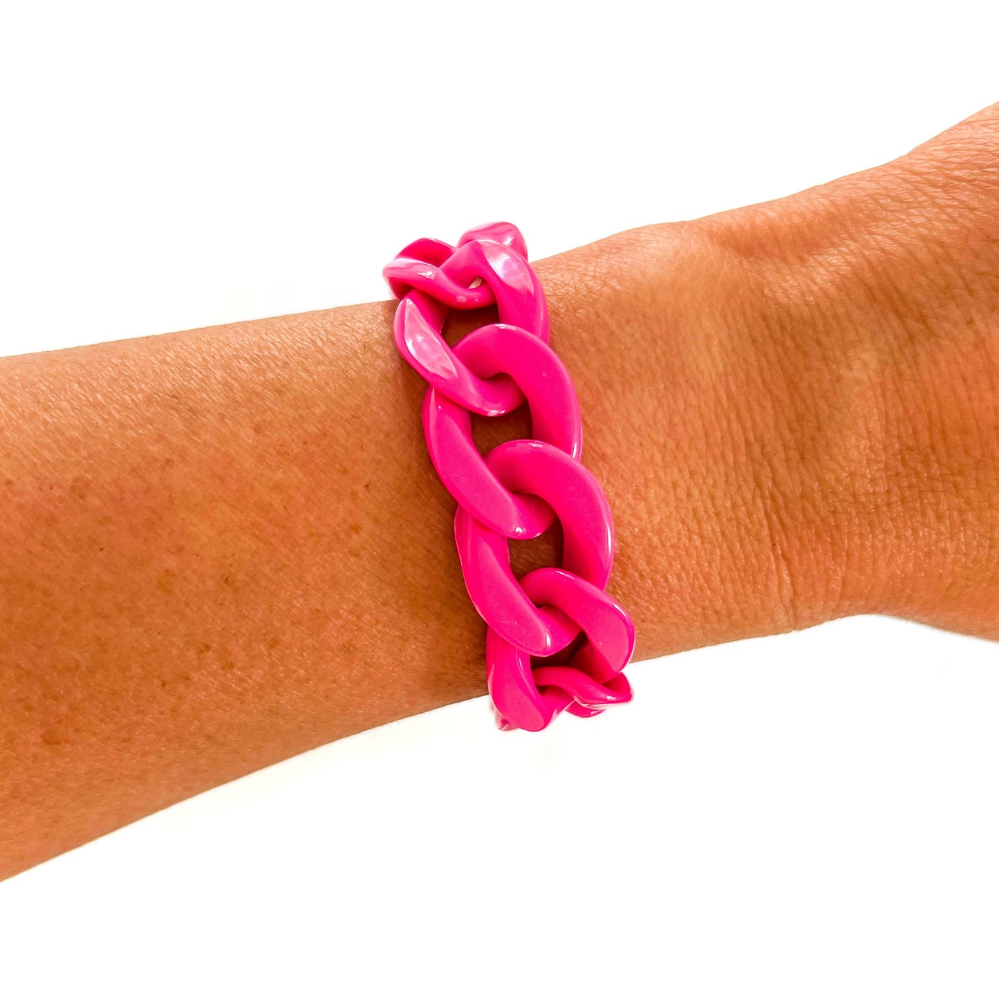 Hot Pink Chunky Acrylic Chain Link Bracelet