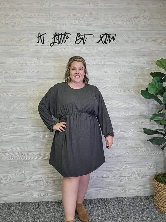 GREY LONG SLEEVE DRESS