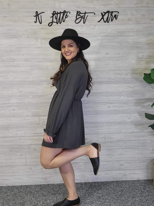 GREY LONG SLEEVE DRESS