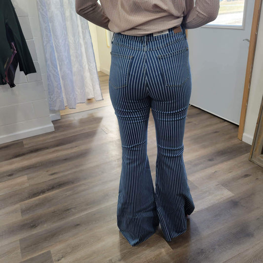 JB Hi-Waist Super Flare Pinstripe Jeans