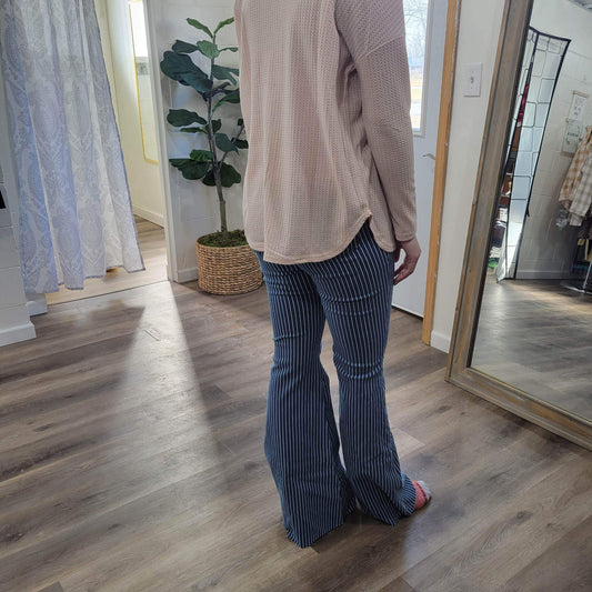 JB Hi-Waist Super Flare Pinstripe Jeans